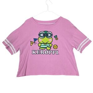 Sanrio Keroppi Graphic Cropped Tee Pink XL Women's Fair Condition